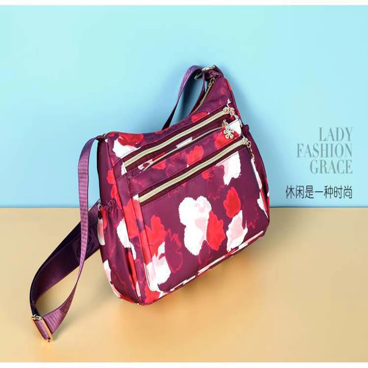 ( Light Maroon colour ) Korean travel shoulder bag