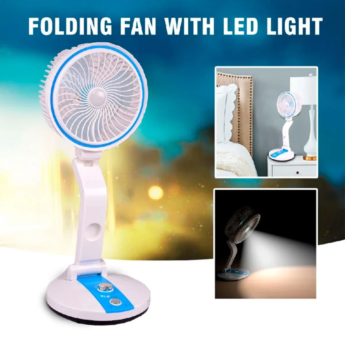 RECHARGEABLE & FOLDABLE FAN WITH LIGHT