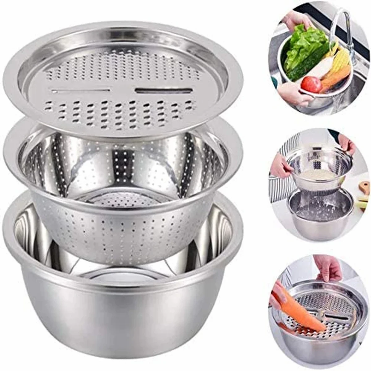 3 IN 1 VEGETABLE CUTTER WITH DRAIN BASKET