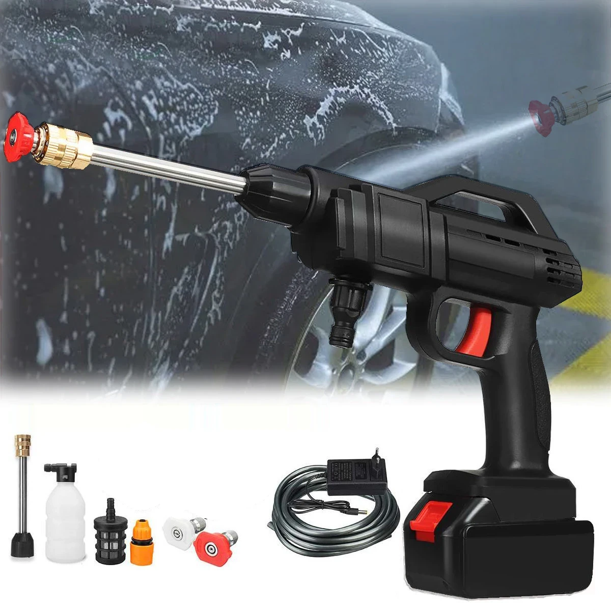 RECHARGEABLE CORDLESS HIGH PRESSURE CAR WASHER GUN